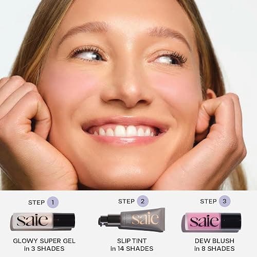 Saie Mini Glowy Super Gel Lightweight Illuminator - Luminizer + Makeup Primer for Glowing Skin - Enriched with Vitamin C + Hydrating Squalane Oil - Roseglow (0.5 oz) thumbnail 6