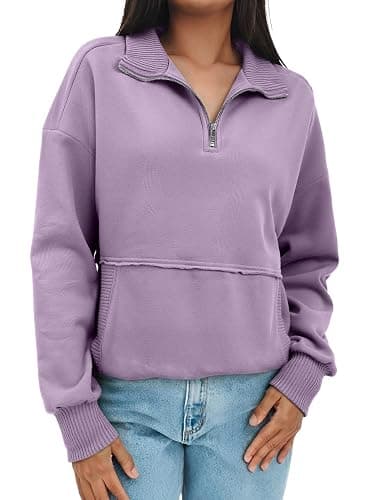 SHEWIN Womens Sweatshirt Casual Long Sleeve Half Zip Pullover Lightweight Sweatshirts Tops Fall Fashion Outfits 2025 thumbnail 3