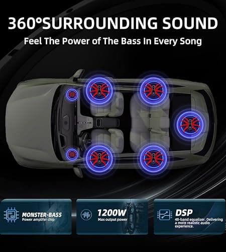 WDiYA Upgraded 10" 1200W Slim Under Seat Powered Car Subwoofer with Built-in Amplifier - Low Profile Bass Sub for Car & Truck Audio - Includes Wiring Kit & LED Ambient Lights thumbnail 6