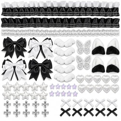 68Pcs DIY Ita Bag Accessories Kit, Black and White Craft Embellishments - Image 1