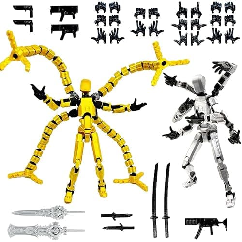 T13 3D Action Figure Set (Assembly Completed) 2 Pcs, 3D Printed Multi-Jointed, Titan 13 Action Figures, Multi-Articular Lucky Mobile Robot Nova,Desktop Decorations for Game Lovers Toys (Gold Sliver) thumbnail 8