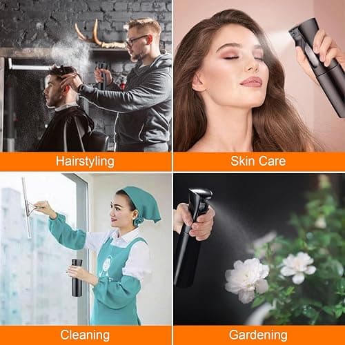 GRIFEMA 200ml Small Water Spray Bottles, Continuous Mist Empty Hair Spray Bottles for Cleaning, Curly Hair, Plants GE2001B-200B, Black thumbnail 7