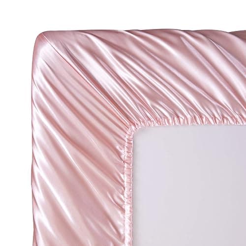 SiinvdaBZX 3Pcs Twin XL Sheets Set, Blush Pink Silky Satin Sheets Twin XL Bedding Set Ultra-Soft Extra Long Bed Sheets for College Dorm thumbnail 6