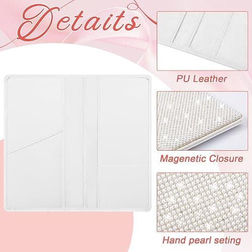 Honeydak Bling Pearl Car Registration Insurance Holder for Women, White | Sparkly Rhinestone with Card Slots, Vehicle Document Organizer, Insurance License Storage, Elegant Gift for Girls Drivers thumbnail 4