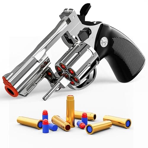 Toy Gun Foam Blaster Soft Bullet Toy Revolver,Can fire Sponge Bullets,with 40 Bullets,for Age of 6 7 8 9 10+ Years Old Kid Boys Girls(Silver) - Image 1
