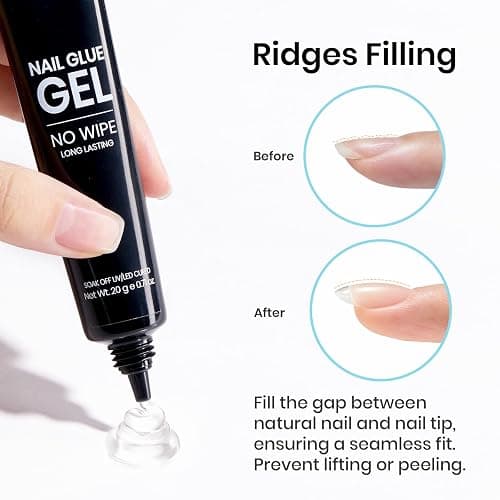 Beetles 2Pcs 20g Nail Glue Gel, No Wipe, Hands-Free Tipex Solid Nail Glue Gel, Super Strong for Acrylic Nails Extension Fake Nails, 3D Nail Art, Great for Home & Salon Use, U V Light Required thumbnail 7