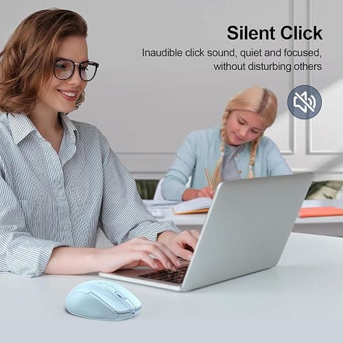 TECKNET Wireless Mouse (2.4G & BT5.0/3.0) Silent 4800 DPI Computer USB A & Bluetooth Mouse 6 Buttons, Wide Compatibility - Lightblue thumbnail 5