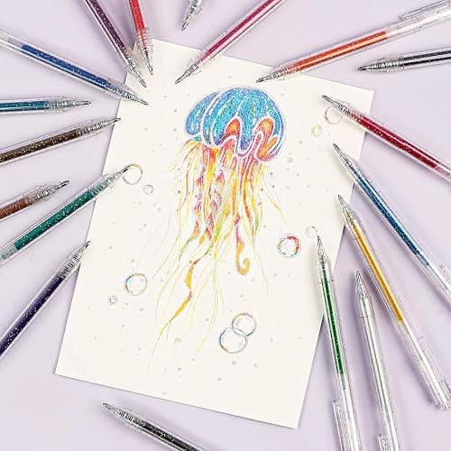 Grabie Glitter Gel Pens, 18 Colors Glitter Pens for Adult Coloring Books, Journaling, Drawing, Scrapbooking and DIY Crafts, Retractable Gel Ink Pens for Art and Work thumbnail 5