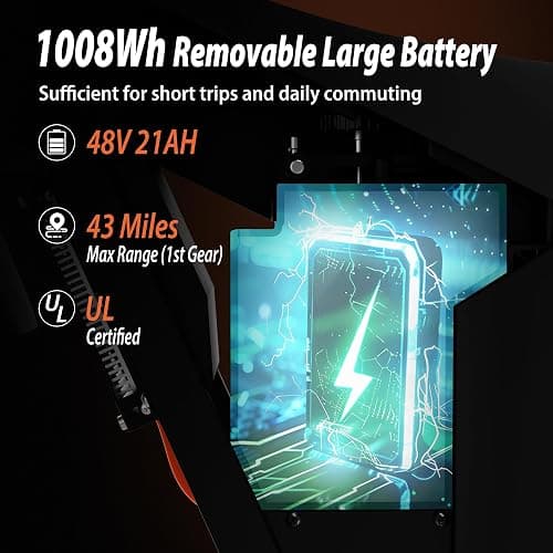 Tuttio Electric Dirt Bike Teens Adults Electric Bike 48V 21AH Removable Battery with Hydraulic Brakes (21AH Dirt Bike) thumbnail 3