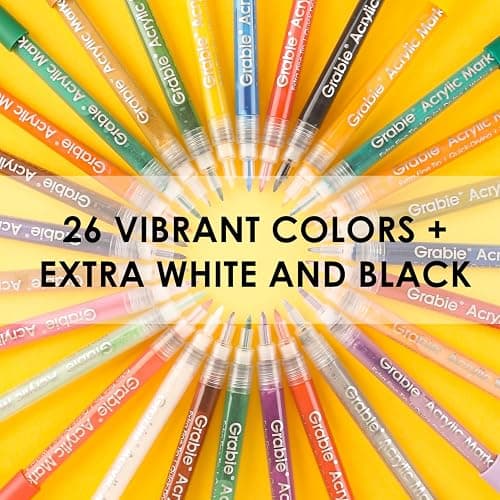 Grabie Acrylic Paint Pens Markers, 28 Colors, 0.7 mm, Extra Fine Tip Drawing Markers, Premium Paint Pens for Painting on Various Surface, Art Supplies, Set of 28 thumbnail 5