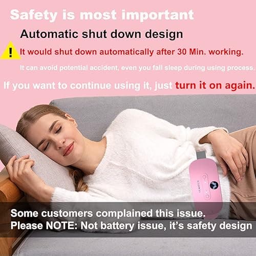 Portable Cordless Heating Pad, Electric Waist Belt Device, Fast Heating Pad with 3 Heat Levels and 3 Massage Modes, Back or Belly Heating Pad, Gifts for Her, Women and Girl - Pink thumbnail 2