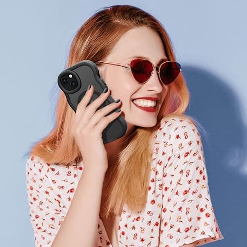 Pepmune for iPhone 15 Case, Curly Wavy Frame Hard Translucent Matte Clear Back Cover for Women Men Compatible with Magsafe TPU Bumper Shockproof Drop Protection Phone Case for iPhone 15, Black thumbnail 7