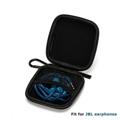Ginsco Mini-Portable Hard Shell Square Earbuds Case for Apple EarPods/Samsung Galaxy Wired/Wireless Earbuds, Cell Phone Accessories Organizer with Carabiner for Earphones Tech Pouch thumbnail 4