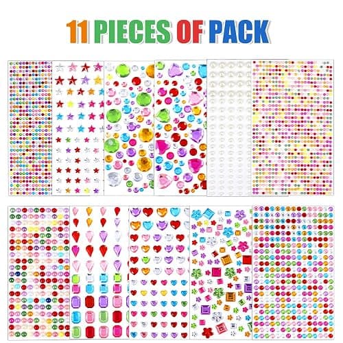 JOLCEEY 3034pcs Gem Stickers, Rhinestone Self Adhesive Gems, Stick on Gems Jewel Stickers Sticky Gems for DIY Crafts Gluing thumbnail 4
