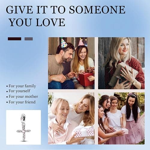 ChenYuTe 925 Sterling Silber Charms für Armbänder, Charms Anhänger Kompatibel mit Pandora Europäischen Armbändern und Halskette Frauen - Rosa Kreuz thumbnail 6