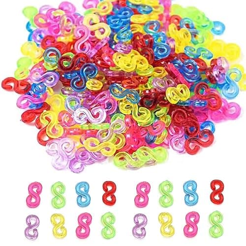 S Clips Rubber Band Clips 1000 Pieces Loom Rubber Band Clips Plastic Band Clips Connectors Refills Bracelet Kit Clip for Loom Bracelets DIY Making Refill Kit - Image 1