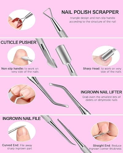 MORGLES Cuticle Remover Kit, 100/180 Nail File and Nail Buffer Blocks, 1 Pcs Rose Cuticle Oil and Professional Pedicure Manicure Tools, Nipper Cutter for Fingernails and Toenails thumbnail 6