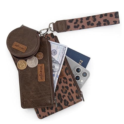 Montana West X Wrangler Keychain Wristlet Wallets for Women Dual Pouch Wristlet with Zipper Coin Purse Large Capacity and Easy to Carry thumbnail 5