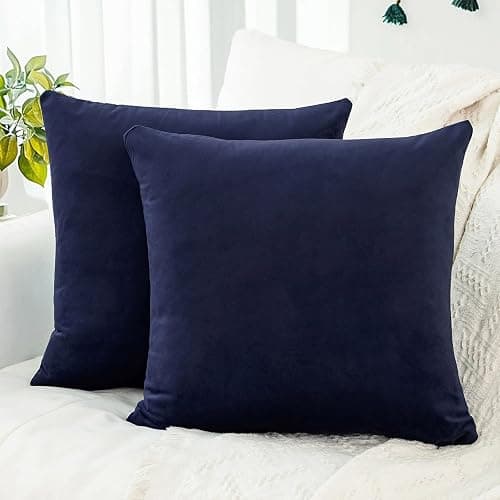 QUORGVES Navy Blue Pillow Covers 18x18 inch Set of 2 Velvet Decorative Throw Pillows for Independence Day 4th of July Living Room Sofa Couch Bed Bedroom (Dark Navy Blue) - Image 1