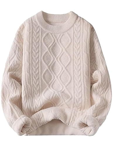 Vamtac Oversized Cable Knit Sweater Solid Long Sleeve Knitted Casual Vintage Pullover Sweaters Unisex Crewneck Top - Image 1