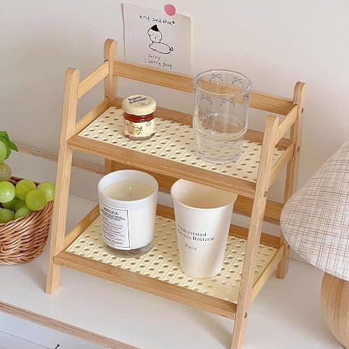 2 Tier Bamboo Coffee and Tea Station Organizer, Countertop Mug Holder, Cup Display and Condiment Rack, Kitchen Shelf for Cups, Matcha, and Accessories (Dark Brown) thumbnail 9