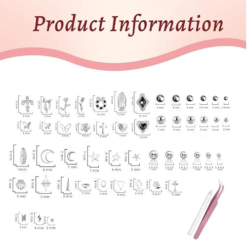 Silber Nagel Charms und Edelsteine Kit, 4 Boxen Nagel Edelsteine Silber Strass für Nägel, 3D Y2K Nagel Zubehör, Kreuz Charms für Nägel Design Stern, Kaviar Perlen für Nägel Kunst thumbnail 2