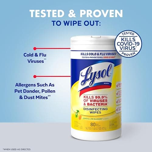 Lysol Disinfectant Wipes, Multi-Surface Antibacterial Cleaning Wipes, For Disinfecting and Cleaning, Lemon and Lime Blossom, 80 Count (Pack of 3) thumbnail 3
