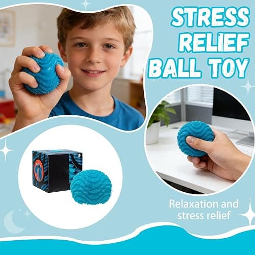 Fuzz Ball Squishy Toy , Soft Fidget Toy for Anxiety Relief, Sensory Squishy Ball Calming Tactile Grip for Focus & Relaxation #1-Blue thumbnail 3