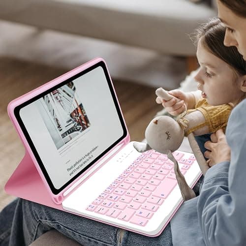 Hofsos Keyboard Case for Samsung Galaxy Tab A9 8.7 Inch 2023 SM-X110/X115/X117 - Slim A9 Tablet Cover with Detachable Bluetooth Wireless Keyboard, S Pen Holder for Samsung Galaxy Tab A9, Pink thumbnail 9
