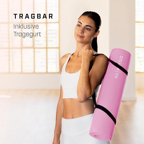 KG PHYSIO Yogamatte Rutschfest & Gepolstert - Yoga Matte mit Tragegurt, Fitnessmatte, Sportmatte Dicke 8mm, Gymnastikmatte, Gym Matte, Pilates Matte, Fitness Matte, 183x60cm thumbnail 6