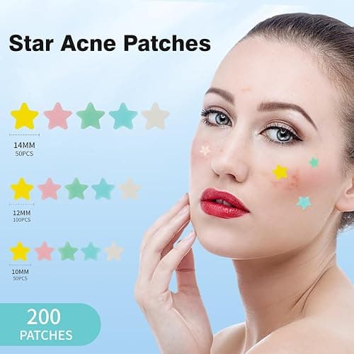 QUSTERE Pimple Patches for Face, Hydrocolloid Acne Patches, Cute Star Zit Covers, Colorful Spot Stickers with Tea Tree, Salicylic Acid & Cica Oil| 3 Sizes (10mm, 12mm & 14mm) |200 Count thumbnail 2