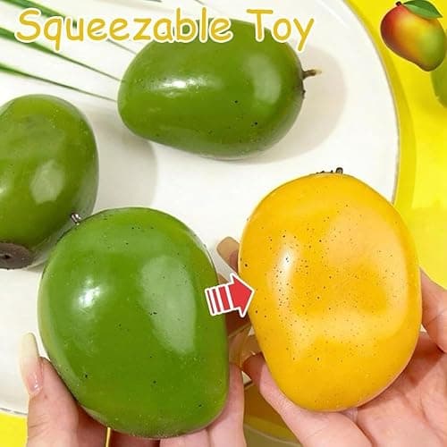 2PCS Chameleon Mango Crunch Squishy - Flexible, Color Changing Mango Stress Ball, Chameleon Mango Crunch Stress Ball with Temperature Color-Changing, Cute Fruit Sensory Fidget Toy for Kids & Adults thumbnail 5