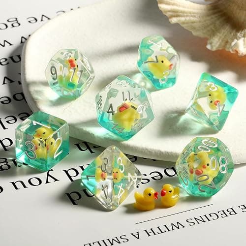 Duck DND Resin Dice, DNDND 7PCS Dungeons and Dragon Dice Set with Velvet Bag for D&D Role Playing Games and Tabletop Games（Duck thumbnail 2