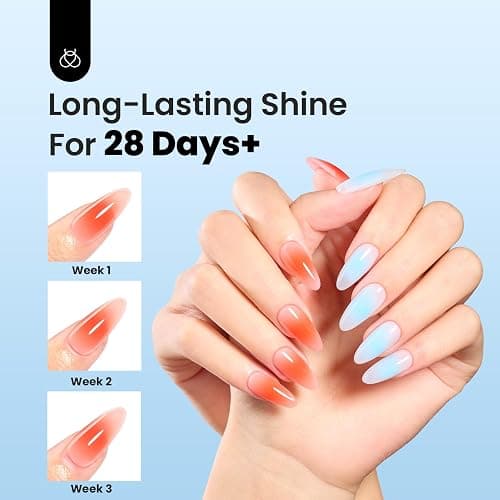 Beetles Gel Top Coat and Base Coat Set - 2Pcs 15ml Super Shiny and Long Lasting for Gel Nail Polish Soak Off LED Nail Lamp Fall Halloween Nail Art Design thumbnail 6