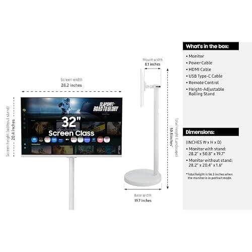 Samsung Movingstyle M7 M70F + $200 Amazon Gift Card, 4K UHD Smart Monitor with Adjustable Rolling Stand, Samsung Vision AI, Gaming Hub, AI Picture Optimizer, SmartThings, Knox Security, F-LS32FM70-MSR thumbnail 7