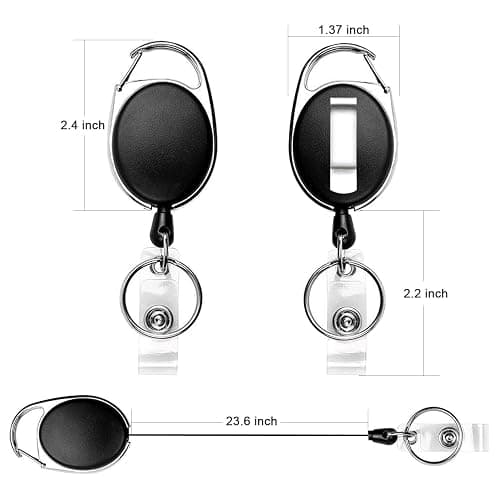 Teskyer Badge Reel, 5 Pack Retractable Badge Holders with Carabiner Belt Clip and Key Ring for ID Card Holder and Keychain thumbnail 2
