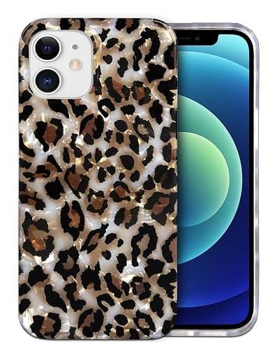 J.west Case Compatible with iPhone 12/12 Pro 6.1-inch, Luxury Sparkle Translucent Clear Leopard Cheetah Print Pearly Design Soft Silicone Slim TPU Protective Phone Case Cover for Girls Women (Bling) thumbnail 9