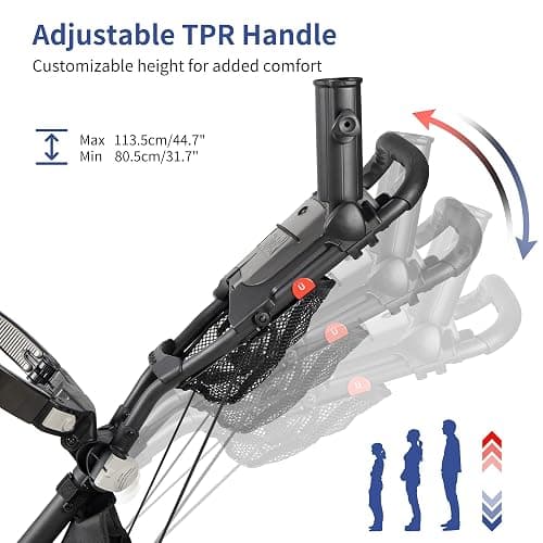 Caddytek Explorer V8 Golf Push Cart - SuperLite 4 Wheel Aluminum Foldable Cart with Adjustable Front Wheel Width, Foot Brake, Cooler Basket, Umbrella Holder, Drink Holder, Scorecard Console thumbnail 3