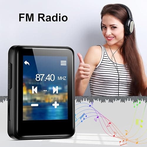 MP3 Music Player 32GB with Bluetooth, Portable Mini Music Player with 1.8 inch Screen, Speakers, FM Radio, Recorder, Up to 512GB, Black thumbnail 2