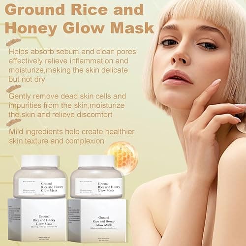 2 Pièces Masque au Riz Visage 150g, Joseon Masque Riz, Ground Rice and Honey Glow Mask, Masque Visage Crème de Riz Coréen, Masque Réparateur/Hydratant/Raffermissant/Nourrissant/Beauté thumbnail 5