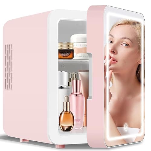 NISHCON 4-Liter Pink Portable Mini Fridge for Skincare Beauty Cosmetic Makeup With Mirrored Door and Dimmable LED Light thumbnail 10