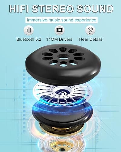 Sleep Mask with Bluetooth Headphones,LC-dolida Sleep Headphones Bluetooth Sleep Mask 3D Sleeping Headphones for Side Sleepers Best Gift and Travel Essential (Blue) thumbnail 6
