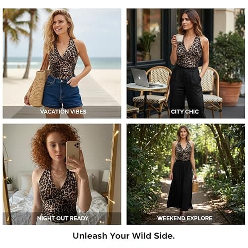 Going Out Tops, Y2K Top, Leopard Print Party Top with Halter Neck Design, Backless Style for Evening Wear, Fashionable Clothing Piece White thumbnail 7