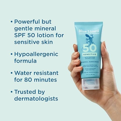 Blue Lizard SENSITIVE Mineral Sunscreen with Zinc Oxide, SPF 50+, Water Resistant, UVA/UVB Protection with Smart Cap Technology - Fragrance Free, 3 oz. Tube thumbnail 2