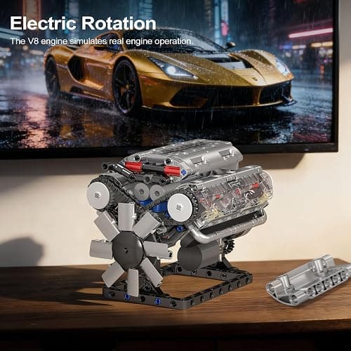 Mould King 10088 V8 Engine Model Kit - 535 Pcs to Build Your Own Mini Engine that Works, DIY STEM Mechanic Engineering Construction Set, Hobby Building Blocks Kit for Adults thumbnail 4