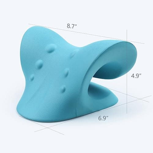 RESTCLOUD Neck and Shoulder Relaxer, Cervical Traction Device for TMJ Pain Relief and Cervical Spine Alignment, Chiropractic Pillow Neck Stretcher (Blue) thumbnail 7