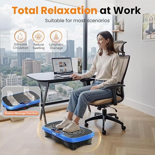 AXV Vibration Plate Fitness Platform Exercise Machine Vibrating Shaking Full Body Shaker Workout Vibrate Stand Shake Board Sport Gym for Weight Loss Fat Burner for Women Men thumbnail 6