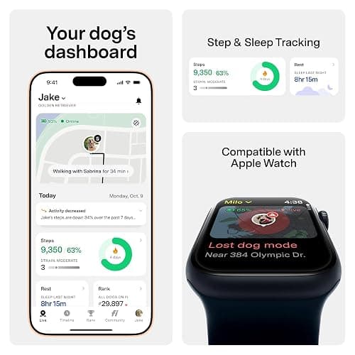New Fi Series 3+ Smart Dog Tracker Collar – AI GPS for Dogs, Health & Behavior Monitor, Virtual Fence, Escape Alerts, Waterproof, Apple Watch Compatible 12Mo Membership Included thumbnail 3