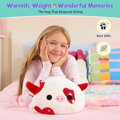 Onsoyours Original Weighted Mushroom Cow Stuffed Animals, 4.0 lbs Weighted Plush for Stress Relief - 20" Large Soft Cow Pillow Gifts for Kids & Adults thumbnail 4