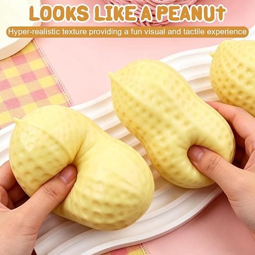 2PCS Peanut Squishies Toys,Peanut Squishies Slow Rising Stress Relief Toy, Peanut Stress Balls Fidget Toys, Cute Anxiety Relief Toys for Adult Relaxation thumbnail 4